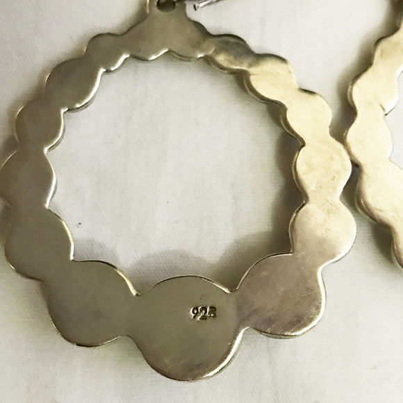 MEXICO Vintage Sterling Silver Ball Hoop Earrings - Picture 4 of 4